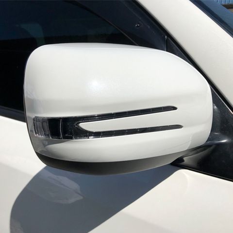 FJ150, FJ200 Door Mirror Cover Arrow Style WFoot Lamp + Camera Hole (1)