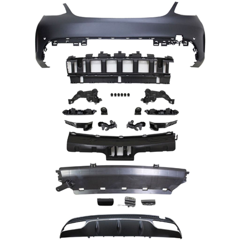 W205 `15 Sport Package Rear Bumper WDiffuser (2)