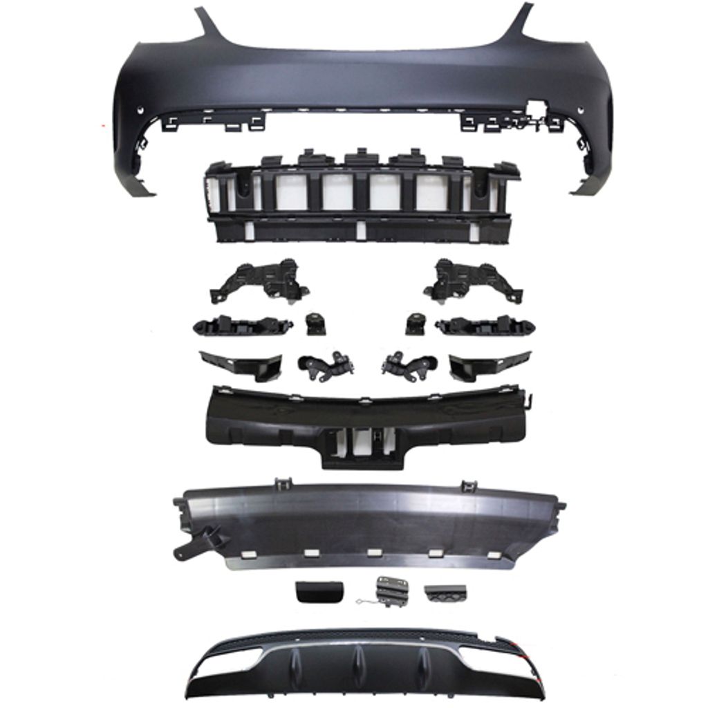 W205 `15 C63 Style Rear Bumper WDiffuser (2)