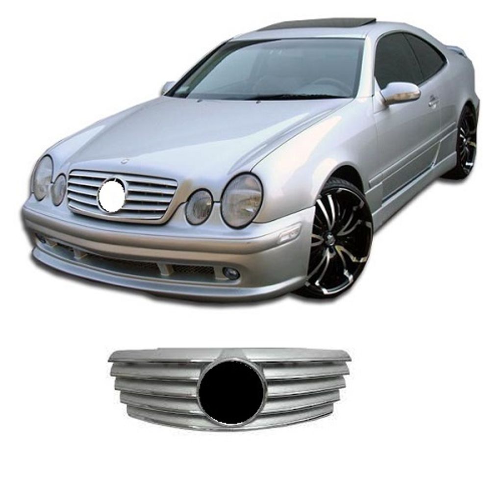 W208 CL Style Front Grille Silver (5 Fins) (1)