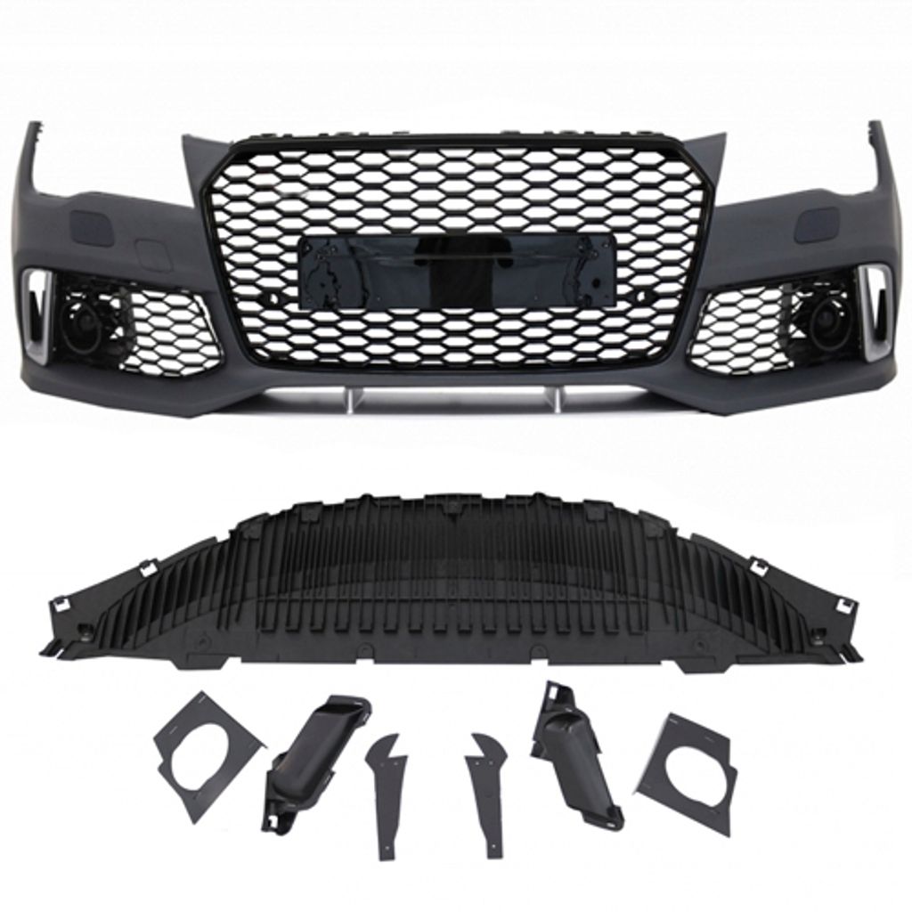 A7 2012 Front Bumper RS Style WGrille Black 2