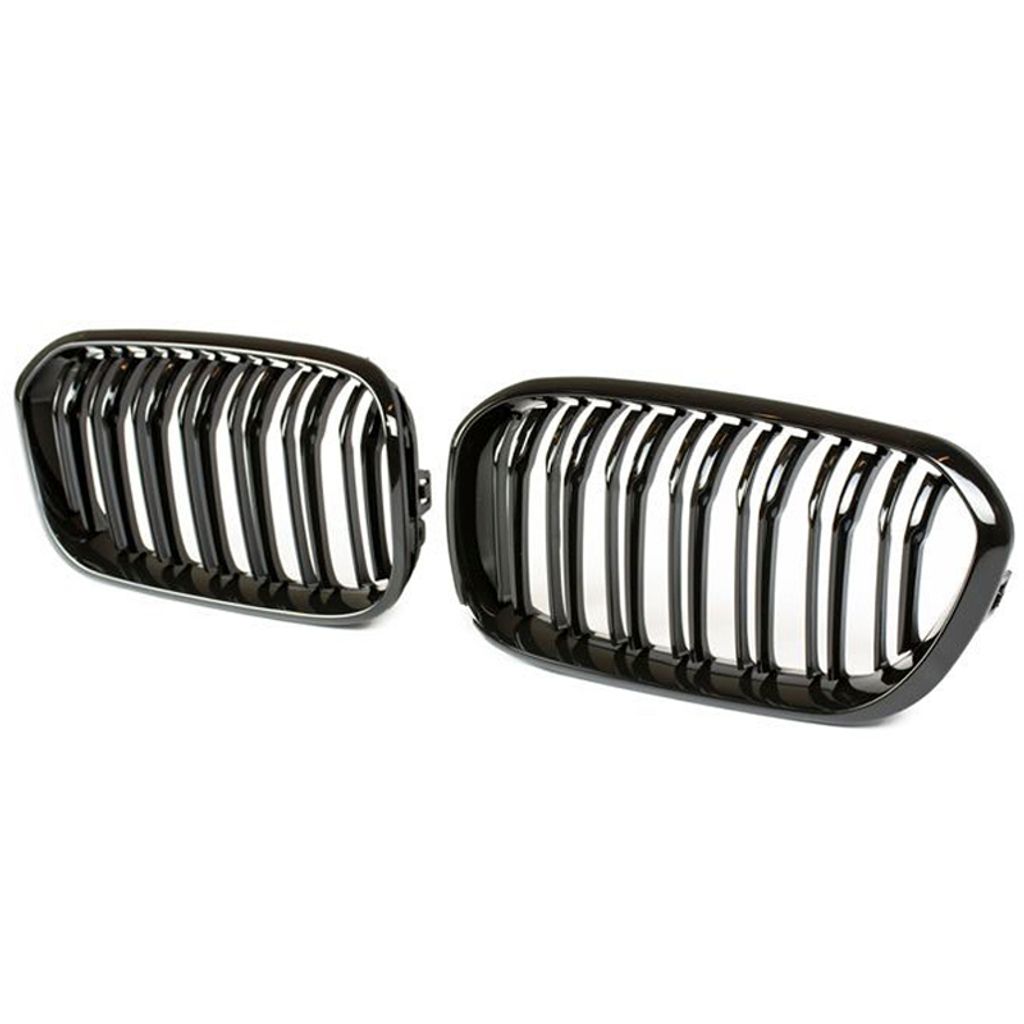 BMW F20 `15 Front Grille Double Line Gloss Black (1)