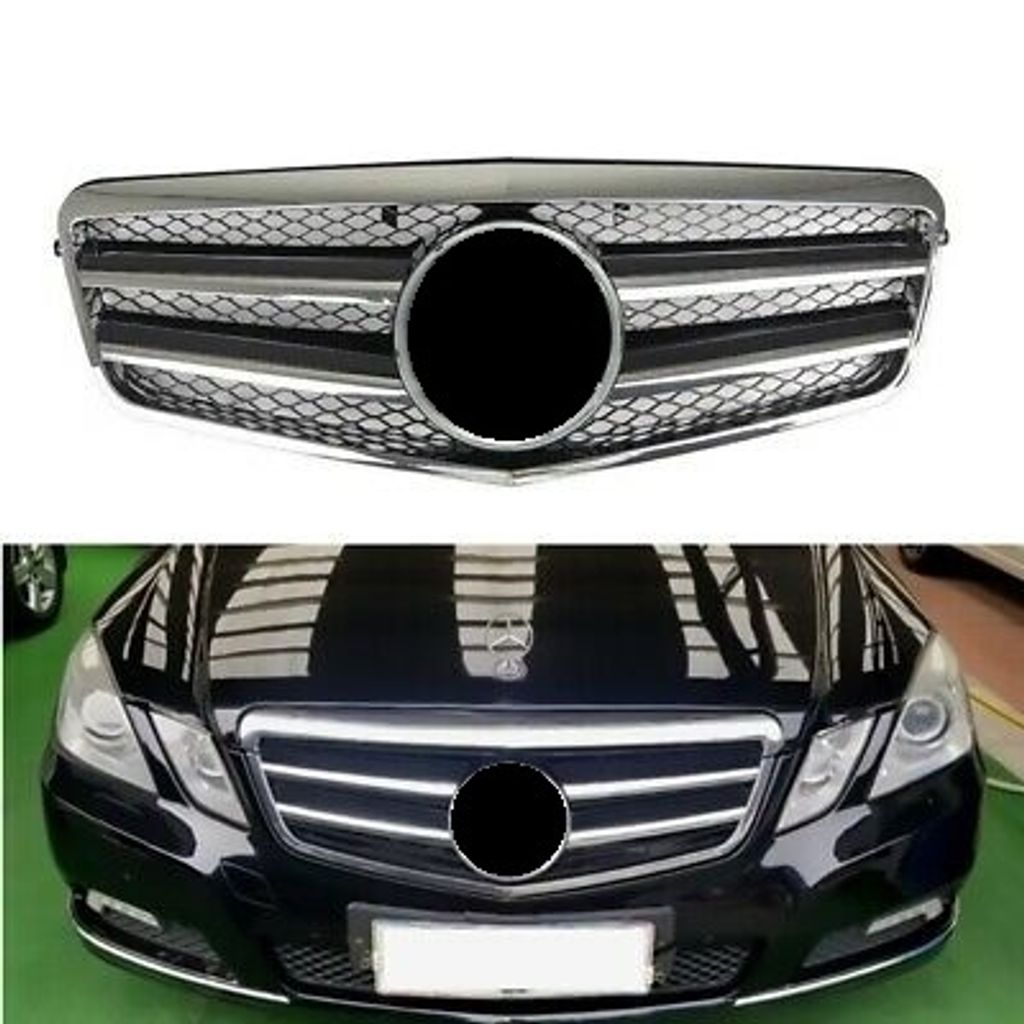 W212 `10 CL Style Front Grille ChromeBlack (1)