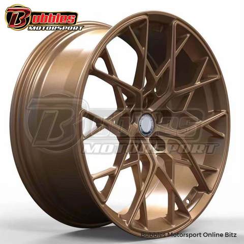 HR-E Rim Platinum Gold Diamond-Cut Custom Forged Wheels