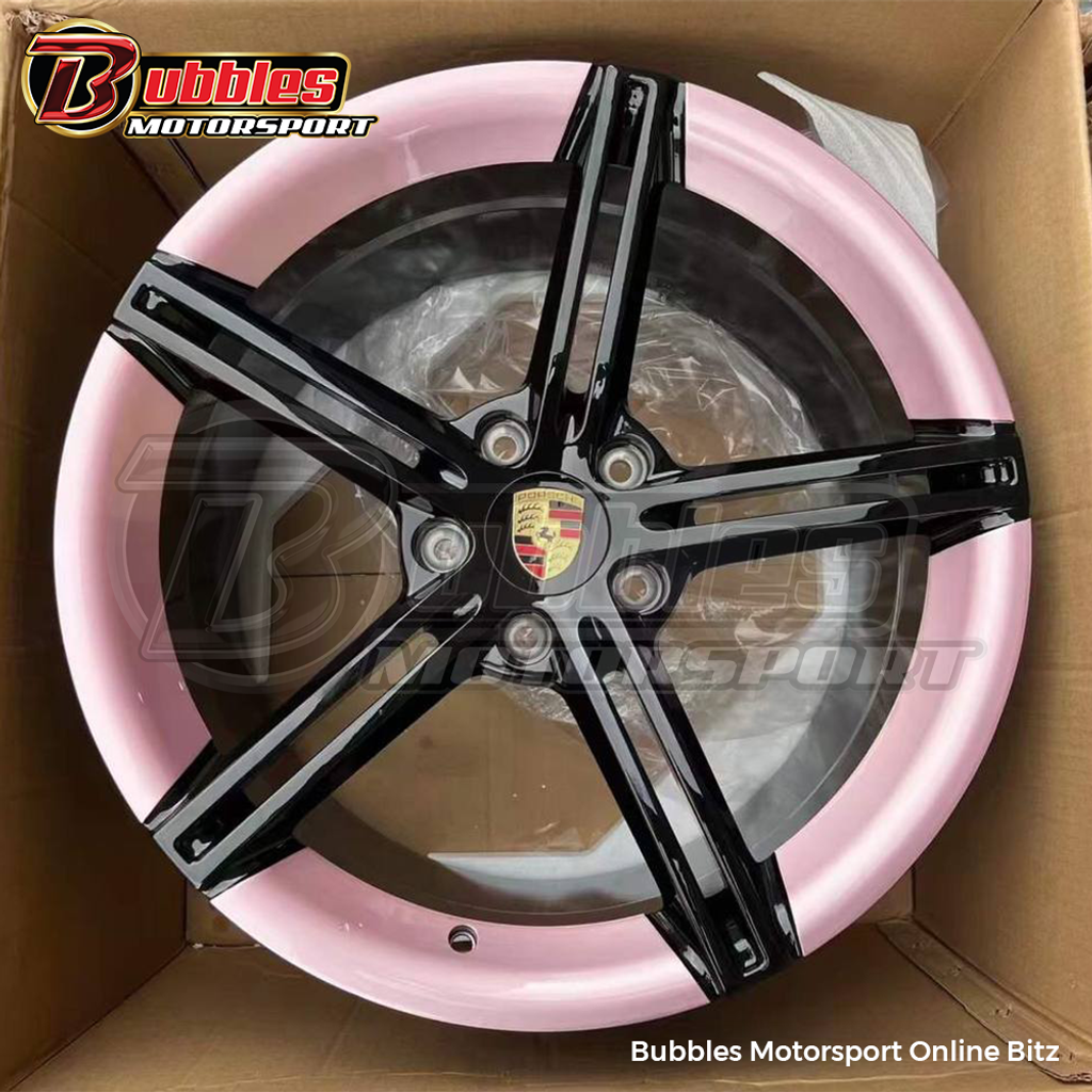 Porsche 2020 Taycan Rim Performance Gloss Black Pink Custom Forged Wheels (3)