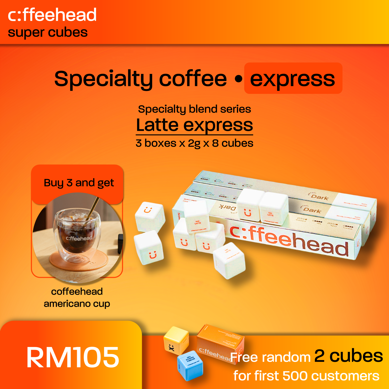 coffeehead latte express 3 boxes 3mb