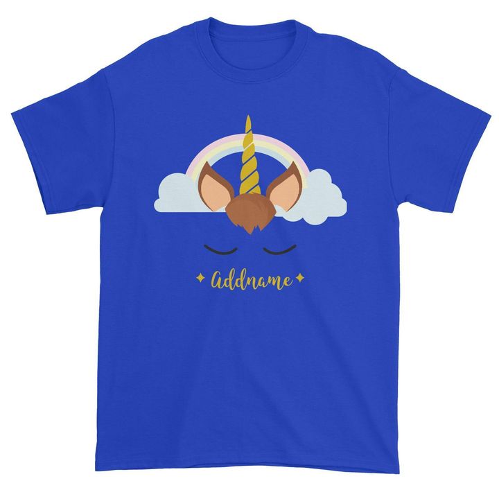 Unicorn Face Boy Addname Unisex T-Shirt Matching Family White.jpg