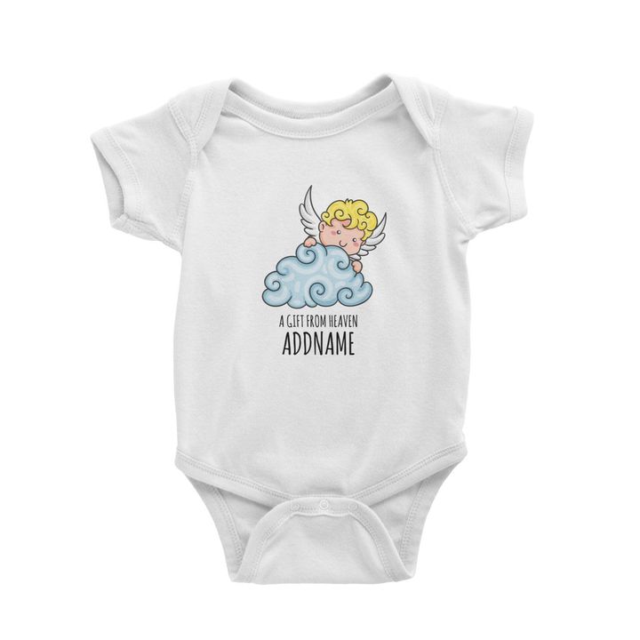 Cartoon A Gift From Heaven White White Baby Romper.jpg
