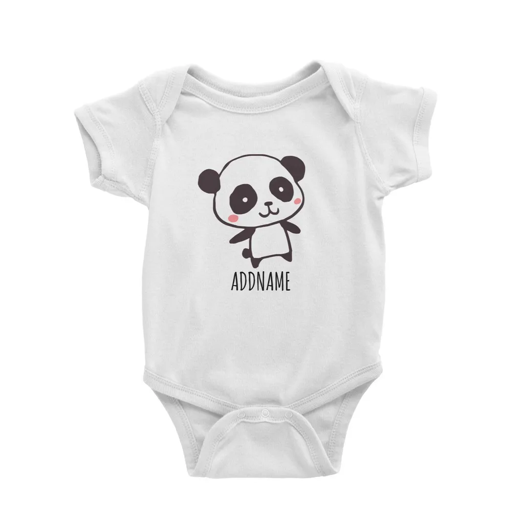Cartoon Kawaii Panda Doodle White White Baby Romper.jpg