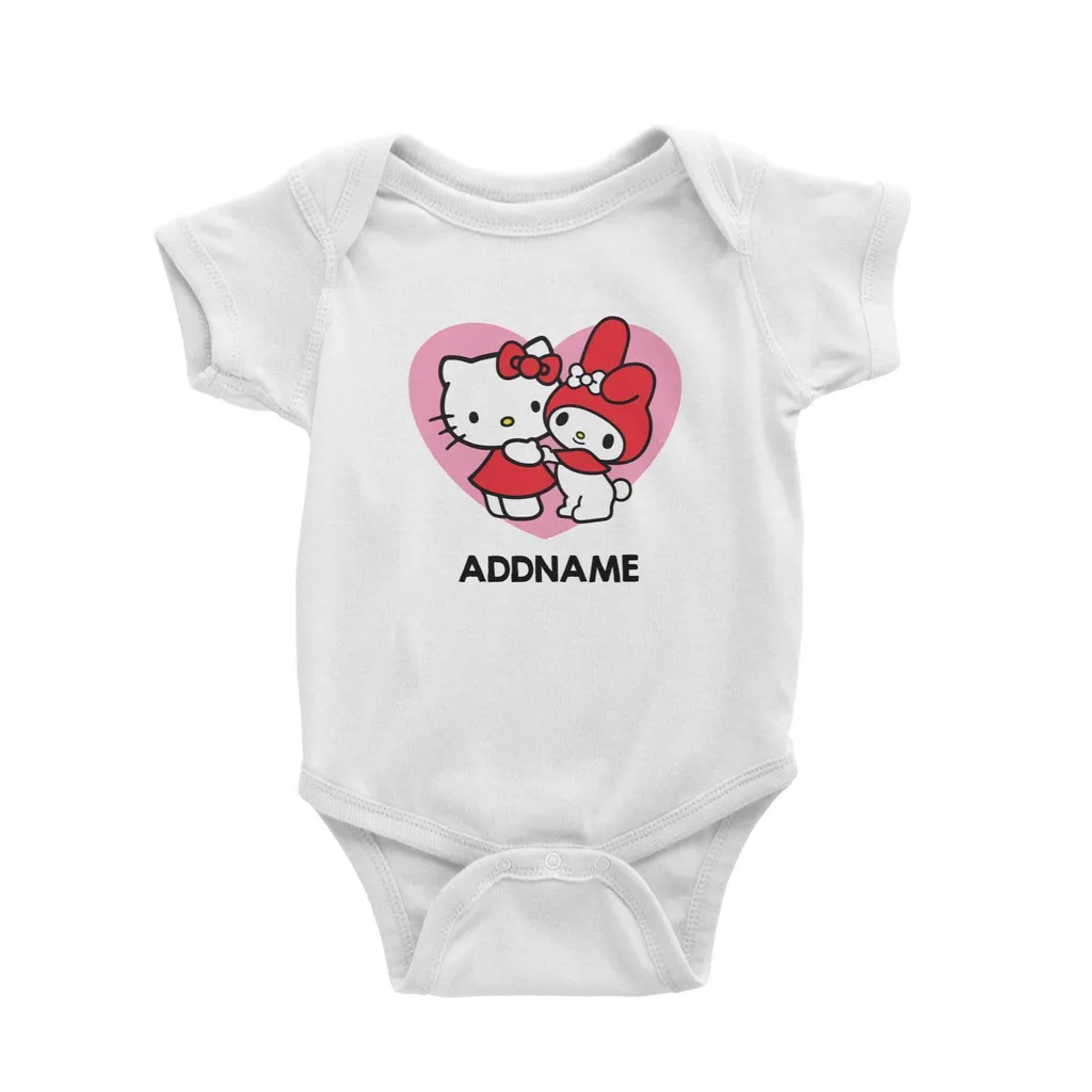 Hello Kitty and My Melody Heart Shape Personalised Cartoon White Baby Romper.jpg