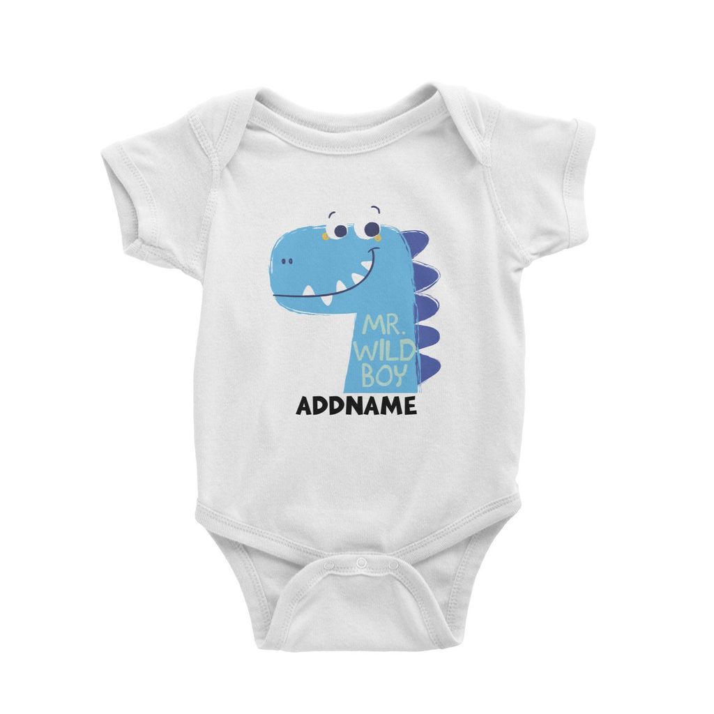 Mr Wild Boy Dinosaur Addname White Baby Romper.jpg