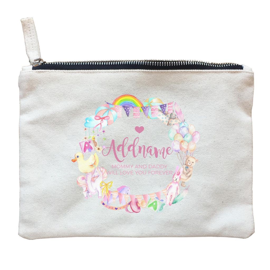 Watercolour Magical Girlish Creatures and Elements Personalizable with Name and Text Zipper Pouch.jpg