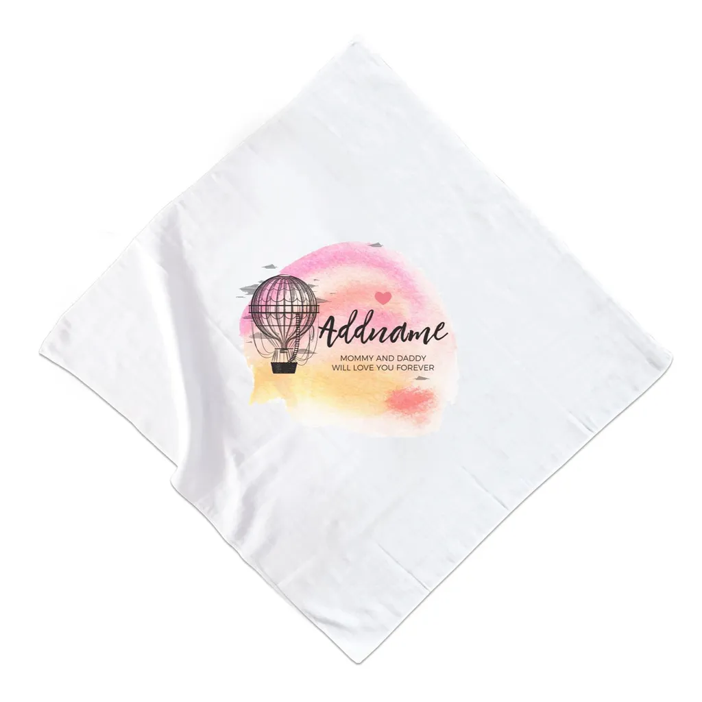 Hot Air Balloon Scribble with Watercolour Background Personalizable with Name and Text Muslin Square.jpg