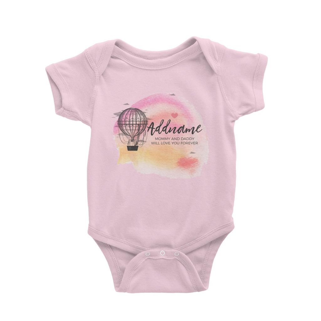 Hot Air Balloon Scribble with Watercolour Background Personalizable with Name and Text Baby Romper light pink.jpg