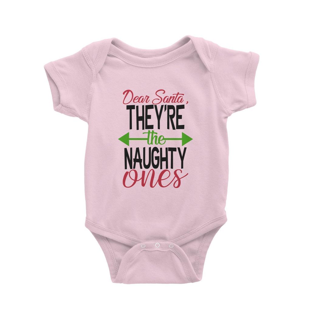 Dear Santa, They're The Naughty Ones Baby Romper Christmas Funny Light Pink.jpg