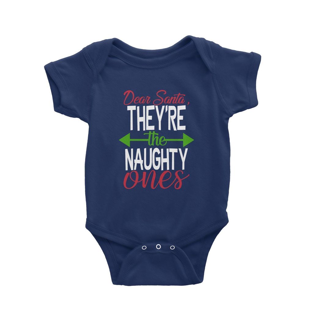 Dear Santa, They're The Naughty Ones Baby Romper Christmas Funny Navy Blue.jpg