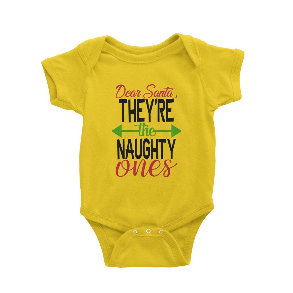 Dear Santa, They're The Naughty Ones Baby Romper Christmas Funny Yellow.jpg