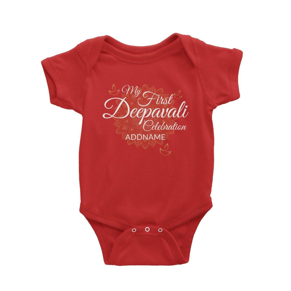 My First Deepavali Celebration with Mandala Addname Baby Romper Red.jpg