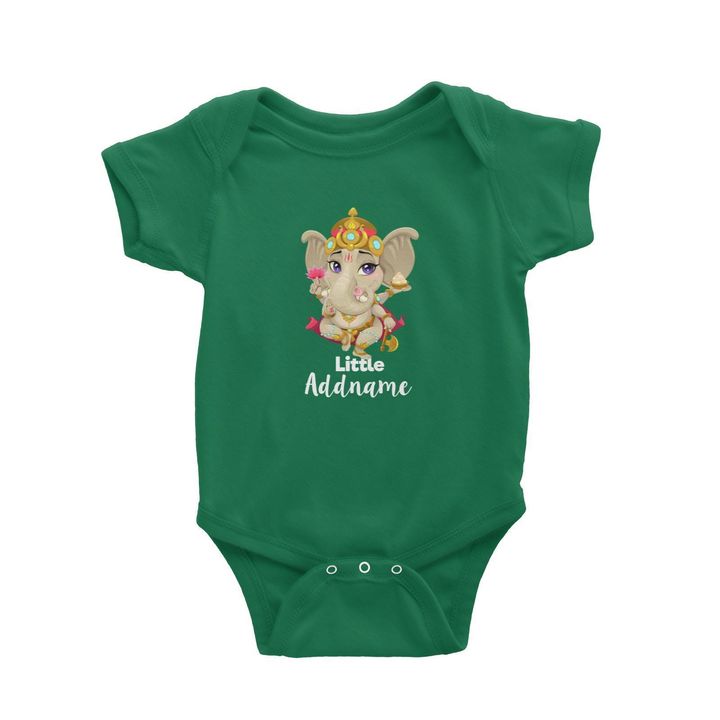 Artistic Ganesha Little Addname Baby Romper Green.jpg
