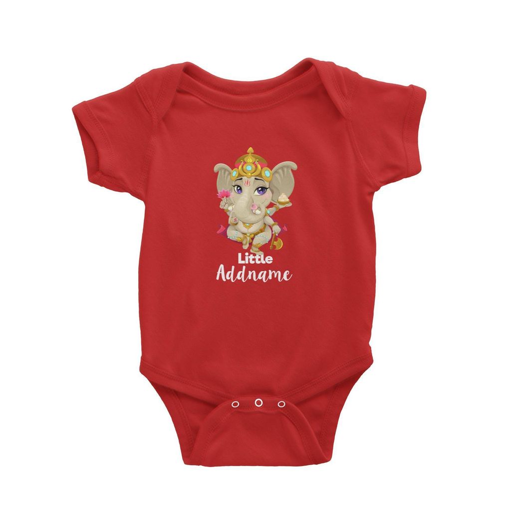 Artistic Ganesha Little Addname Baby Romper Red.jpg