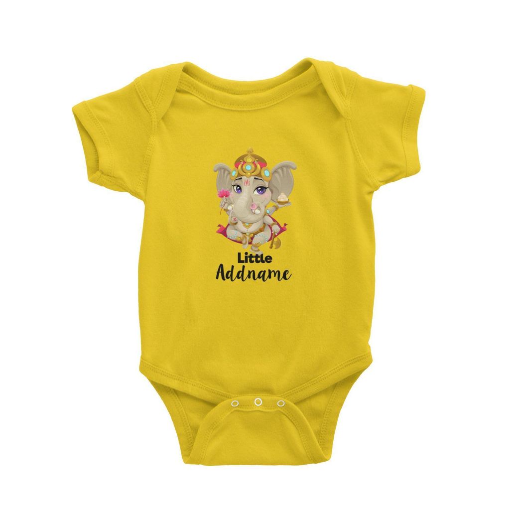 Artistic Ganesha Little Addname Baby Romper Yellow.jpg