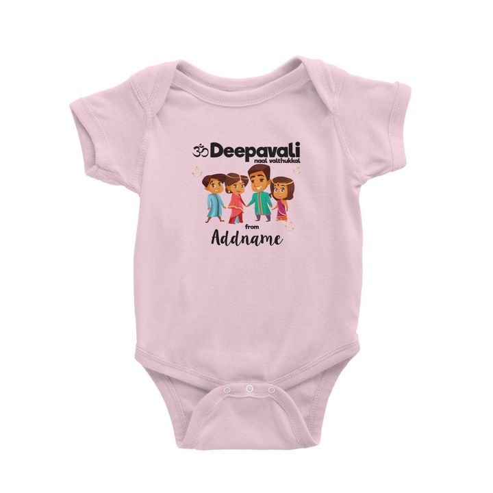 Cute Family Of Four OM Deepavali From Addname Baby Romper Light Pink.jpg