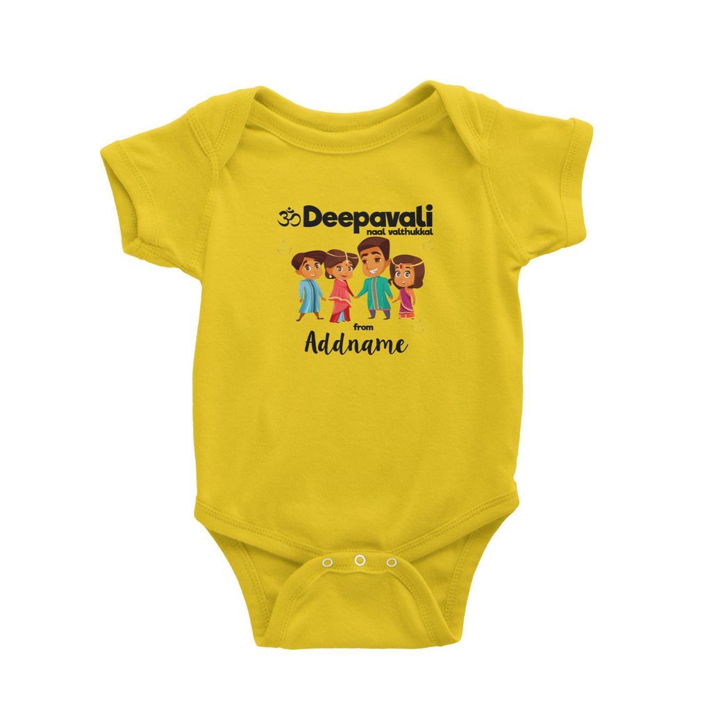 Cute Family Of Four OM Deepavali From Addname Baby Romper Yellow.jpg