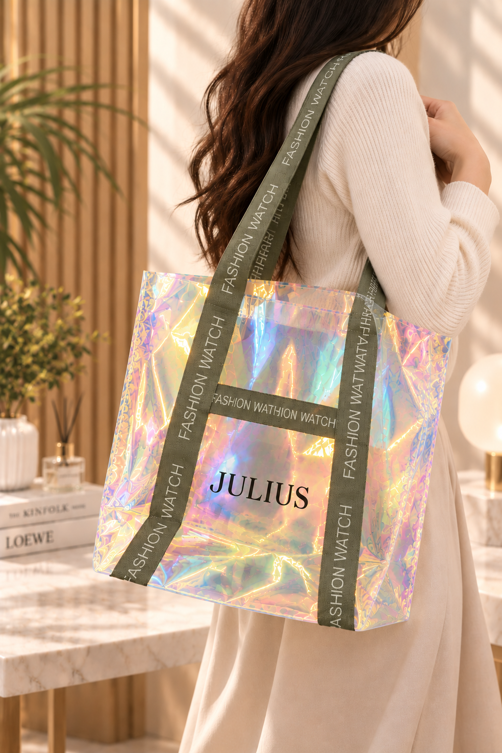 Holographic Julius Tote in Warm Boutique Light
