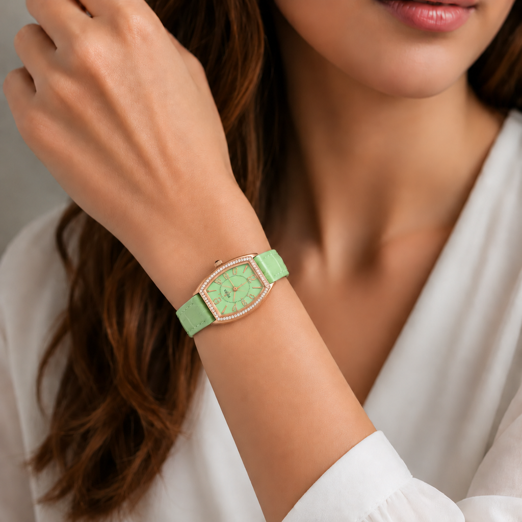 Inverted Mint Green Rose-Gold Watch Portrait
