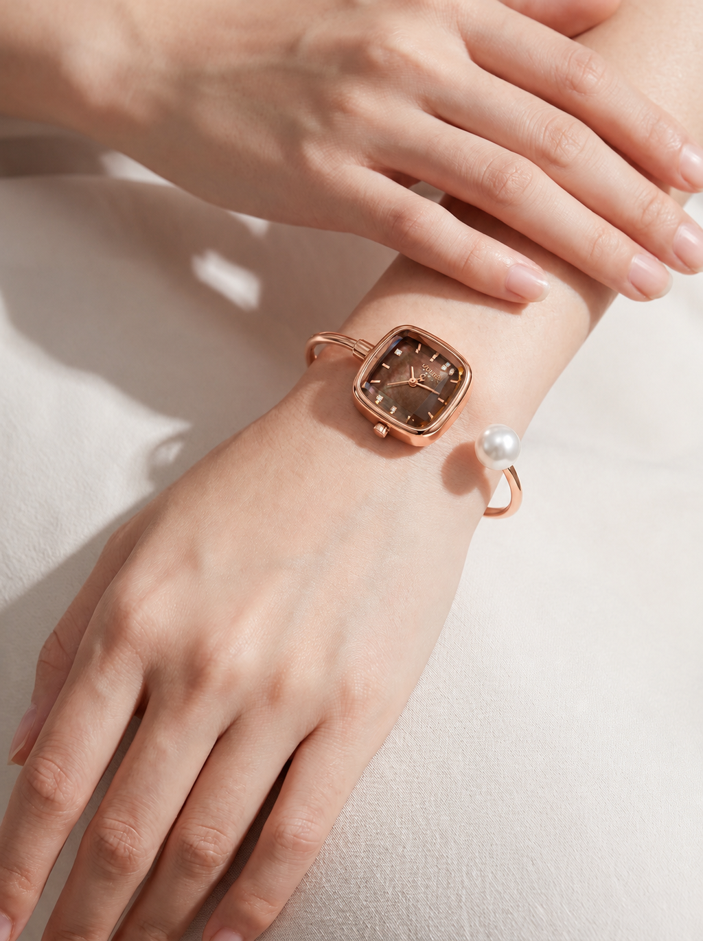 Rose-Gold Julius Watch with Pearl Bangle