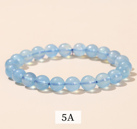 Natural Devil Blue Aquamarine Bracelet-5A (7-8mm)