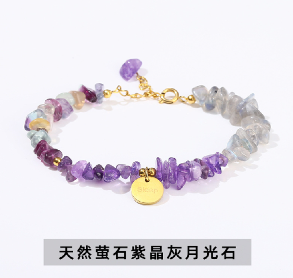 Fluorite+Amethyst Grey Moonstone