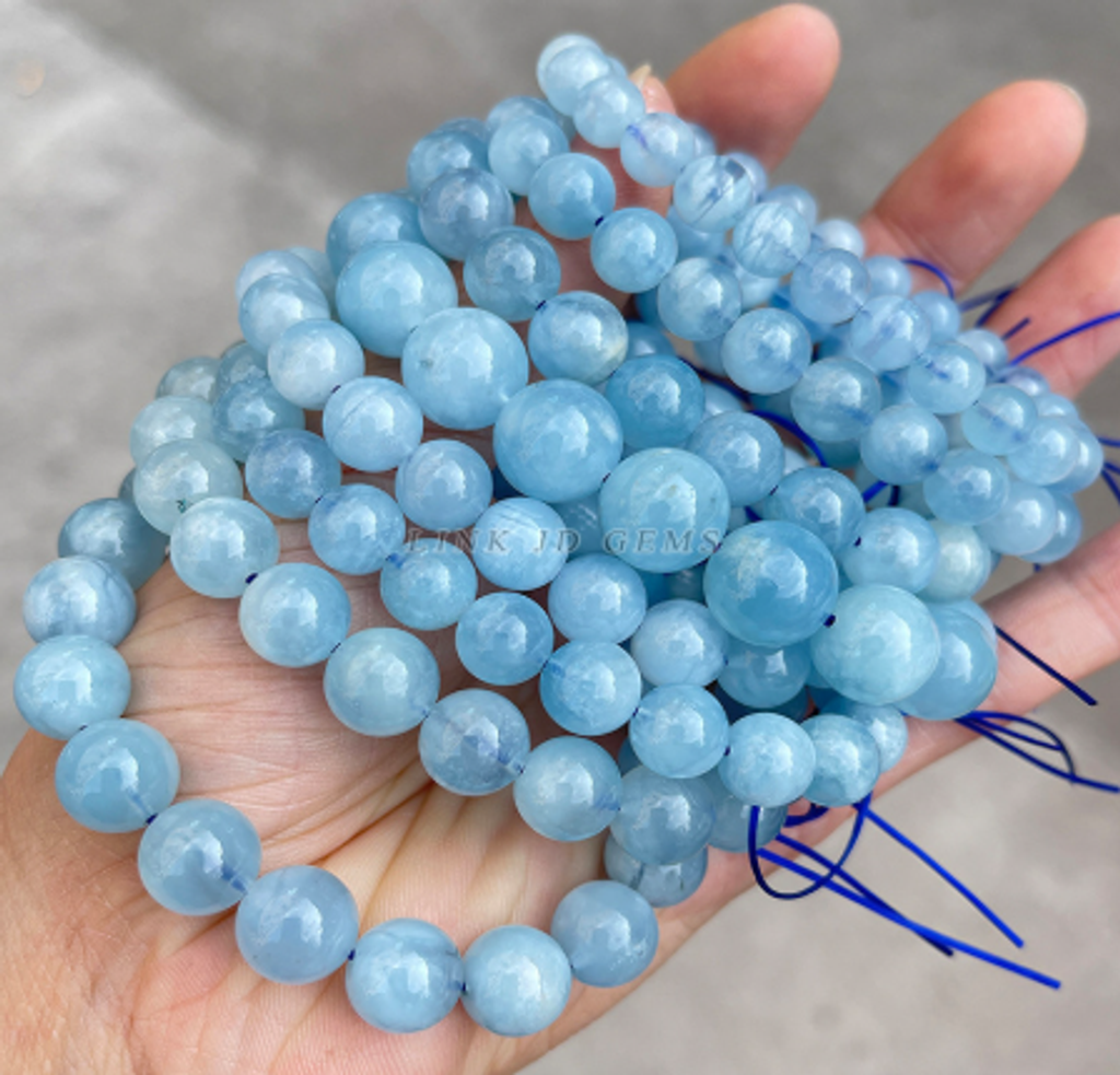 Natural Aquamarine Bracelet (9-10mm)