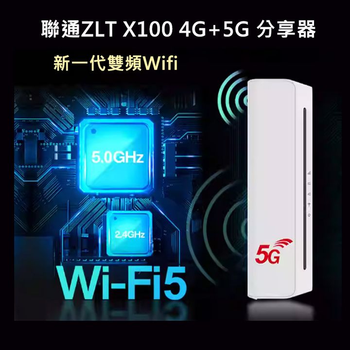 【單圖】封面聯通ZLT X100 4G+5G LTE SIM卡Wifii分享器無線網卡路由器