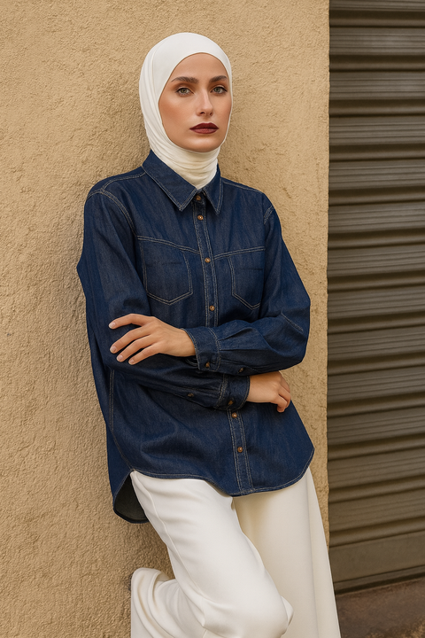 Poised Elegance Against Urban Backdrop