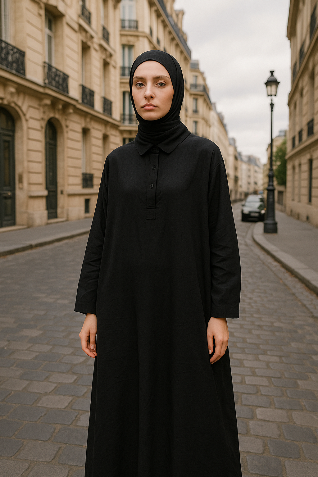 Parisian Elegance on Cobblestone Streets