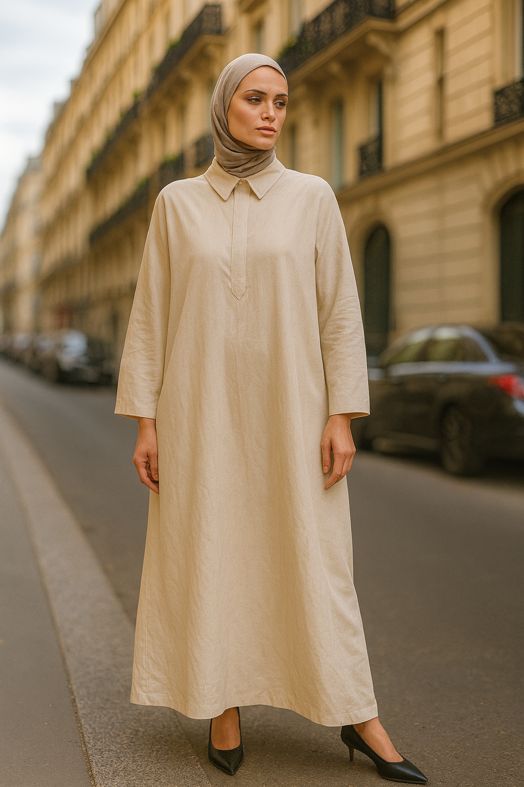 Elegant Woman in Parisian Street