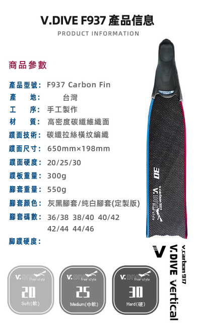 【V.DIVE威帶夫】F937碳纖長蛙 - 商品圖片 2