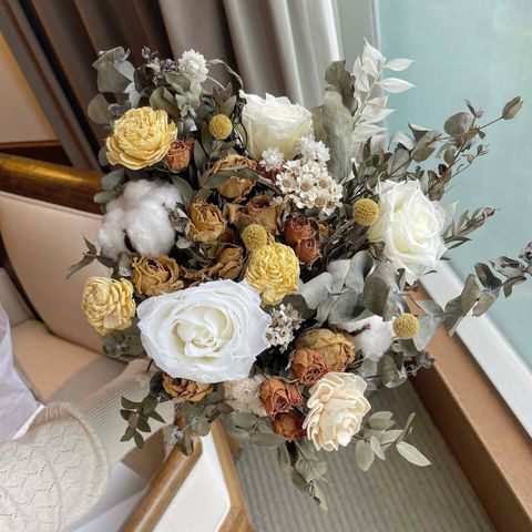 黃色系永生擴香乾燥花束