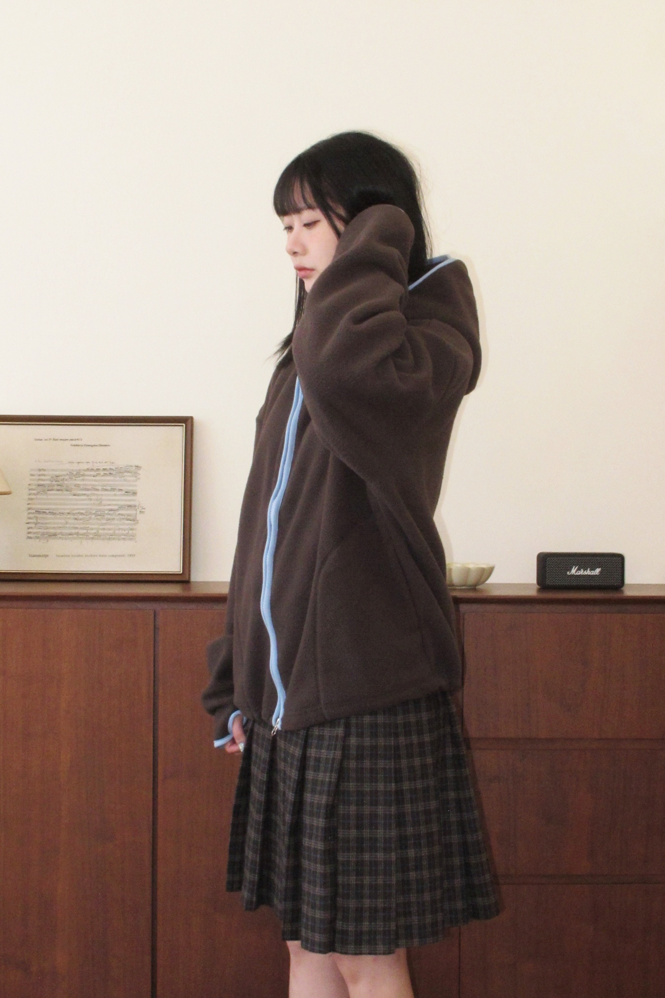 撞色毛呢邊條外套01