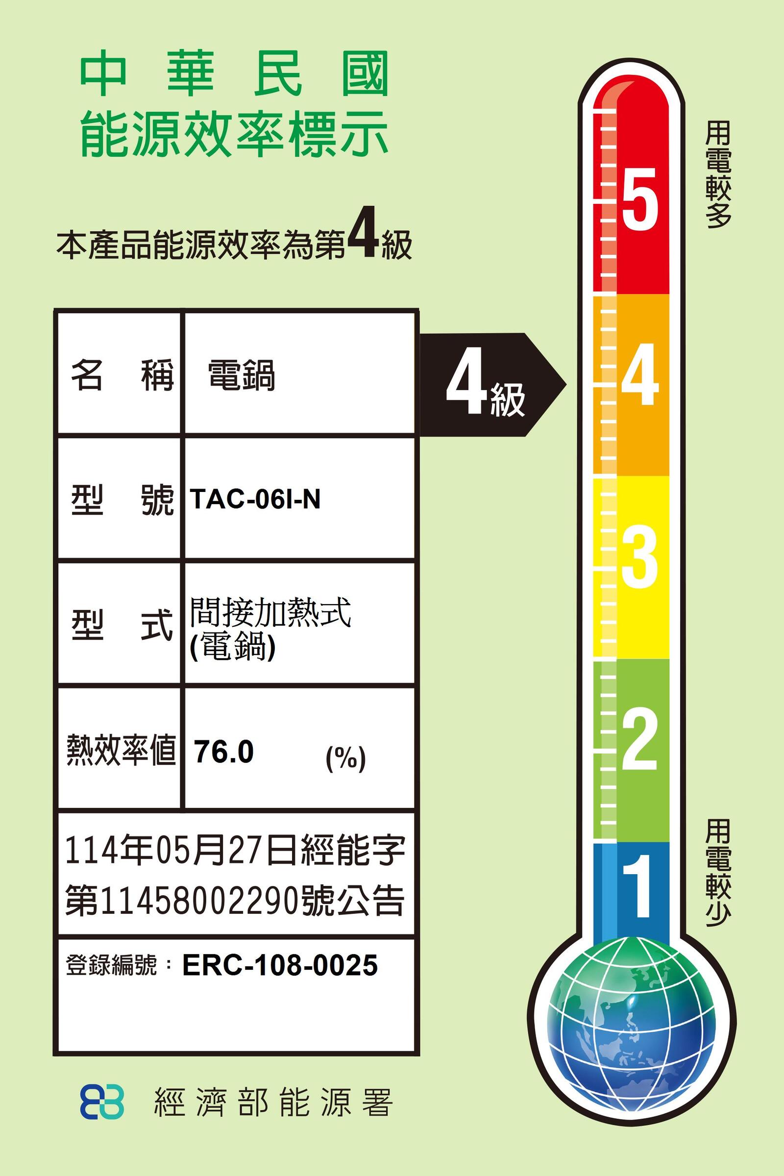 TAC-06I-N能源效率分級標示圖檔-4級(更新能源署)