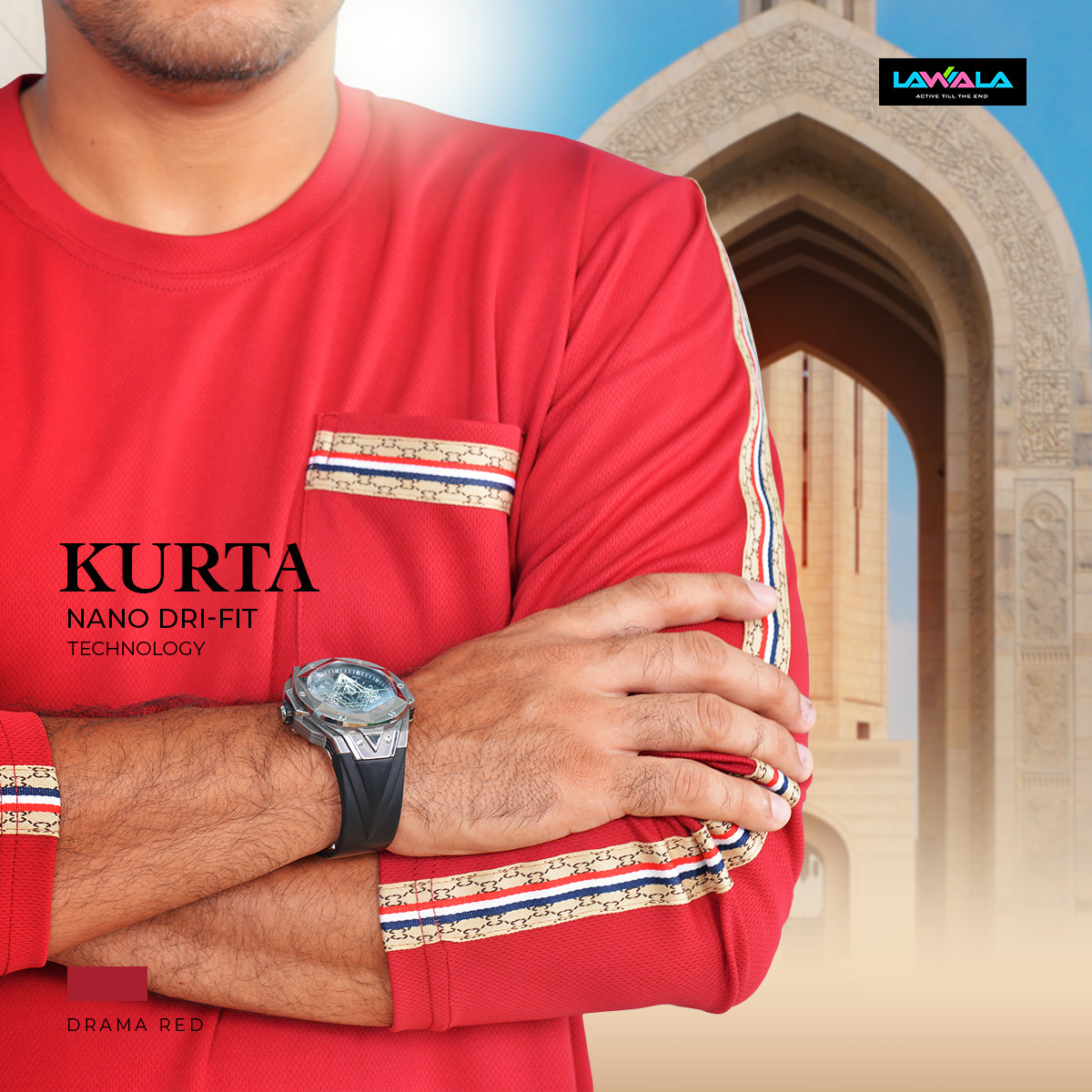 Kurta 2024 close up warna stripe(4)Drama Red