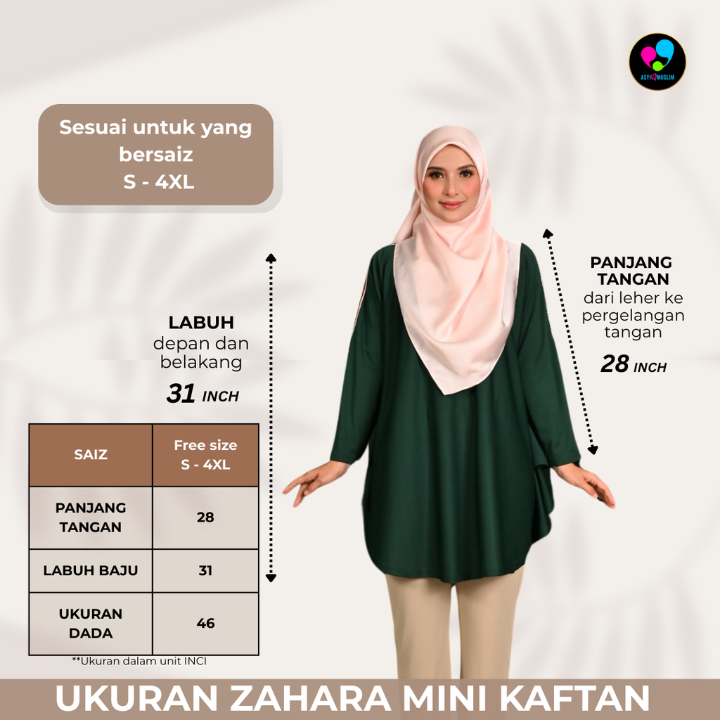 Sizing ukuran kaftan