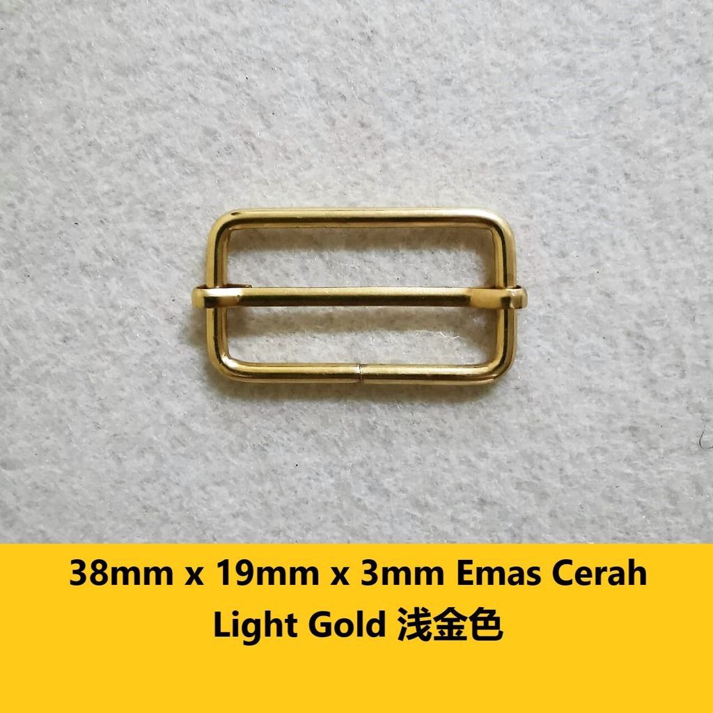 38mm x 19mm x 3mm Emas Cerah