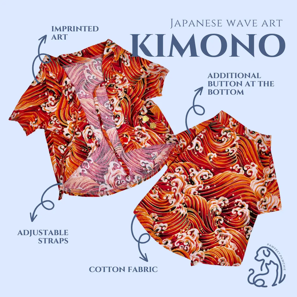 Japanese wave art kimono