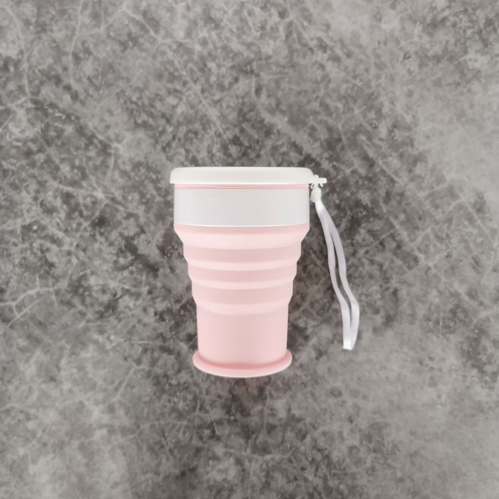 Foldable silicon cup color pink