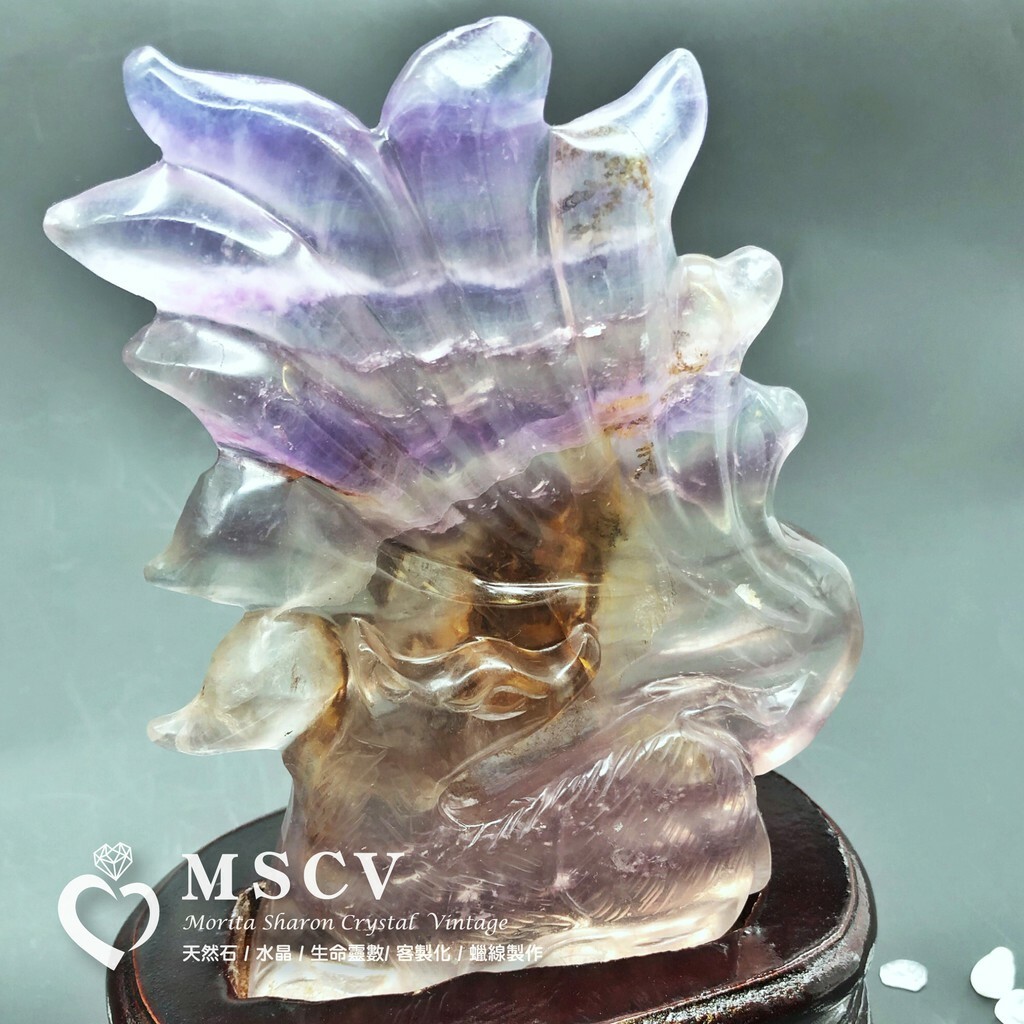 MSCV|螢石九尾狐仙x 絕美水晶雕刻擺件x 姻緣正桃花x 感情穩定x MSCV|螢石九尾狐仙x 絕美水晶雕刻擺件x 姻緣正桃花x 感情穩定x