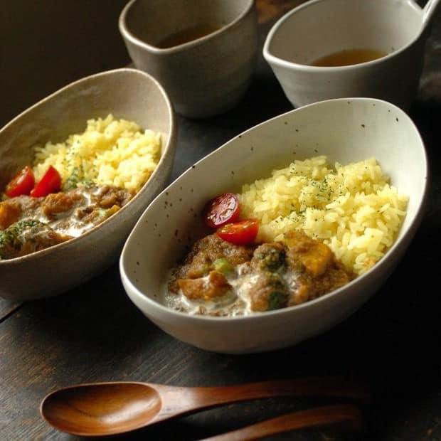 日本餐具風趣系列-美濃燒-咖哩瓷盤餐具日本製瓷盤白