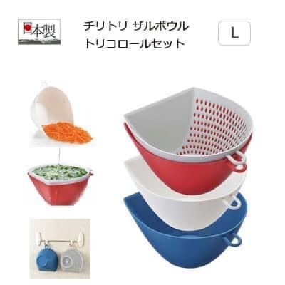 日本餐具 日本廚房小物【曙產業】雙重瀝水洗菜籃餐具 餐具料理碗 4件日本製餐具組 (3)