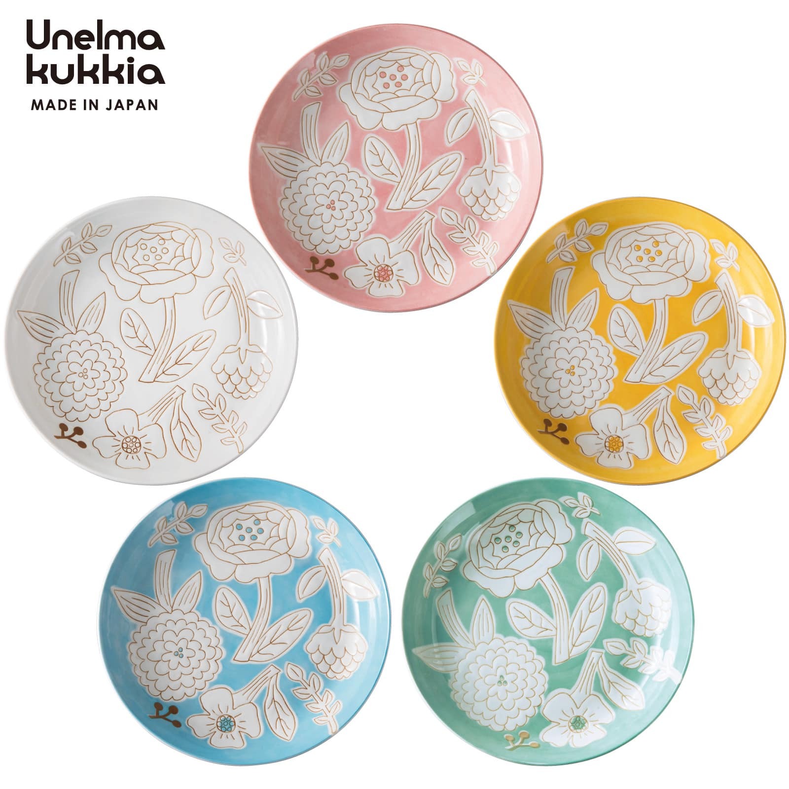 日本盤餐具【Unelma-kukkia】花朵圖案-輕量大盤子日本製餐具